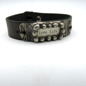 Love Life Leather Cuff Bracelet Unisex Black Snap Closure Inspirational‎